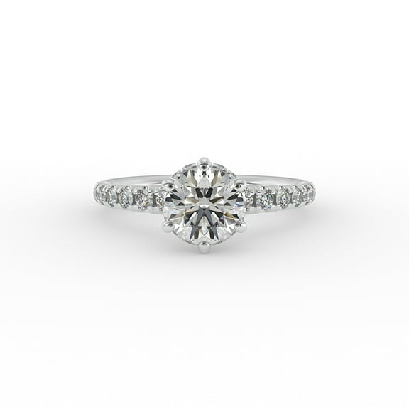 Veda Jewel 1.58 Ct Round Lab Lab-Created Diamond Solitaire Ring with Accents - 14K White Gold Plated Rings for Her - Perfect for Anniversaries and Weddings - Gift for Her with Timeless Elegance