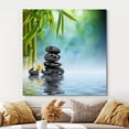 thumbnail image 3 of wall26 Canvas Print Wall Art Zen Stone Stack with White Lily &amp; Bamboo Floral Nature Digital Art Modern Art Rustic Scenic Relax/Calm Colorful for Living Room, Bedroom, Office - 24"x24", 3 of 5