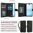thumbnail image 3 of Wallet Case for iPhone 16, RFID Blocking Flip Cover with 7 Card Slots, Cash Compartment, Magnetic Closure, and Hands-Free Stand, Slim Protective Phone Case with Wrist Strap,Black, 3 of 6