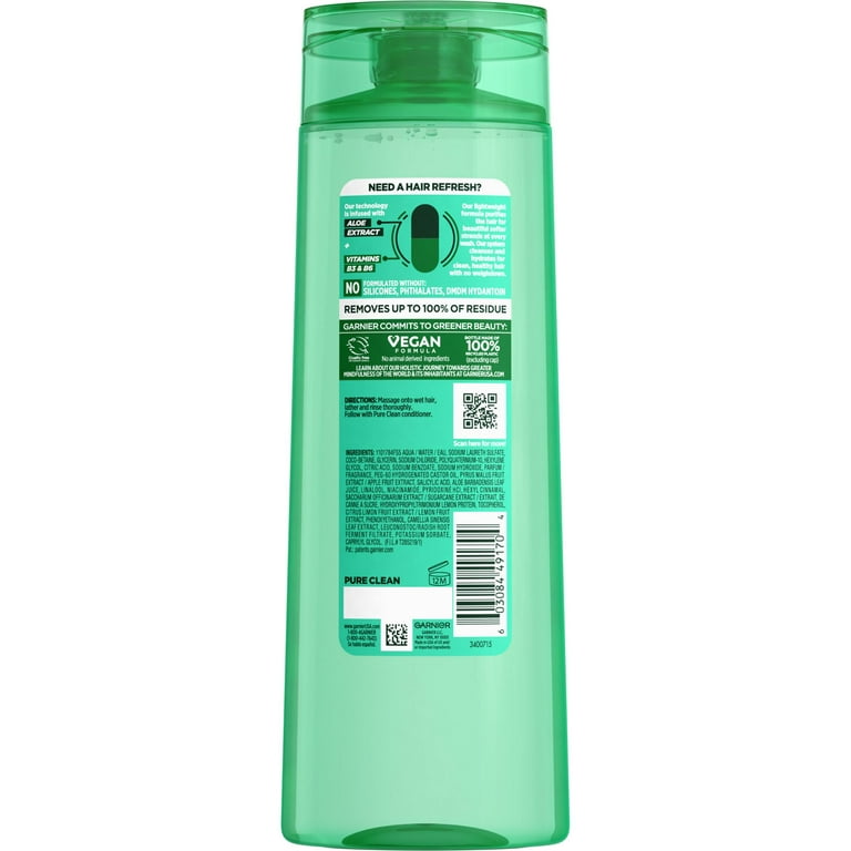 Hair for fl oz Clean Fructis All 12.5 Garnier Purifying Types, Pure Shampoo,