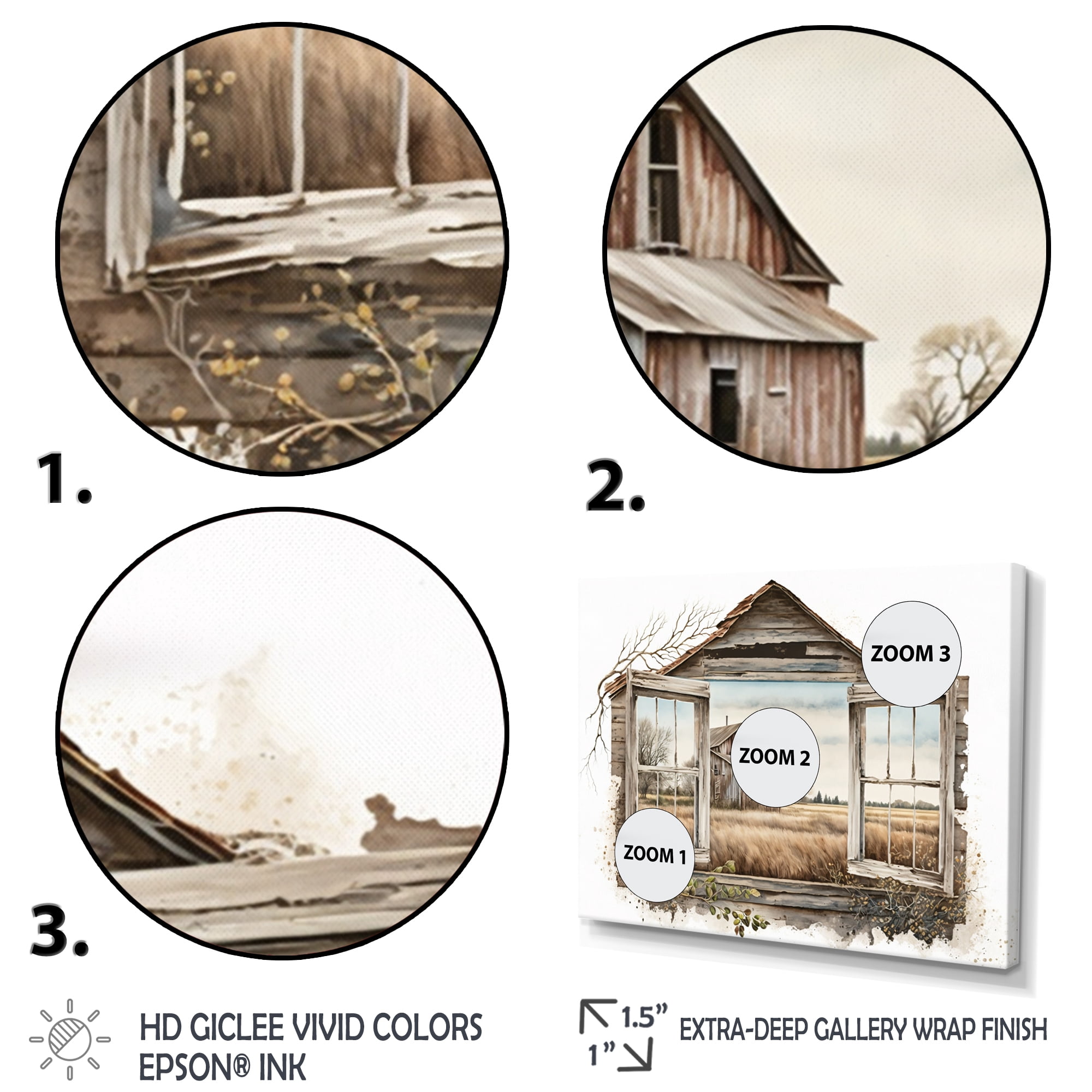 Designart Window View To Farm I Canvas Wall Art