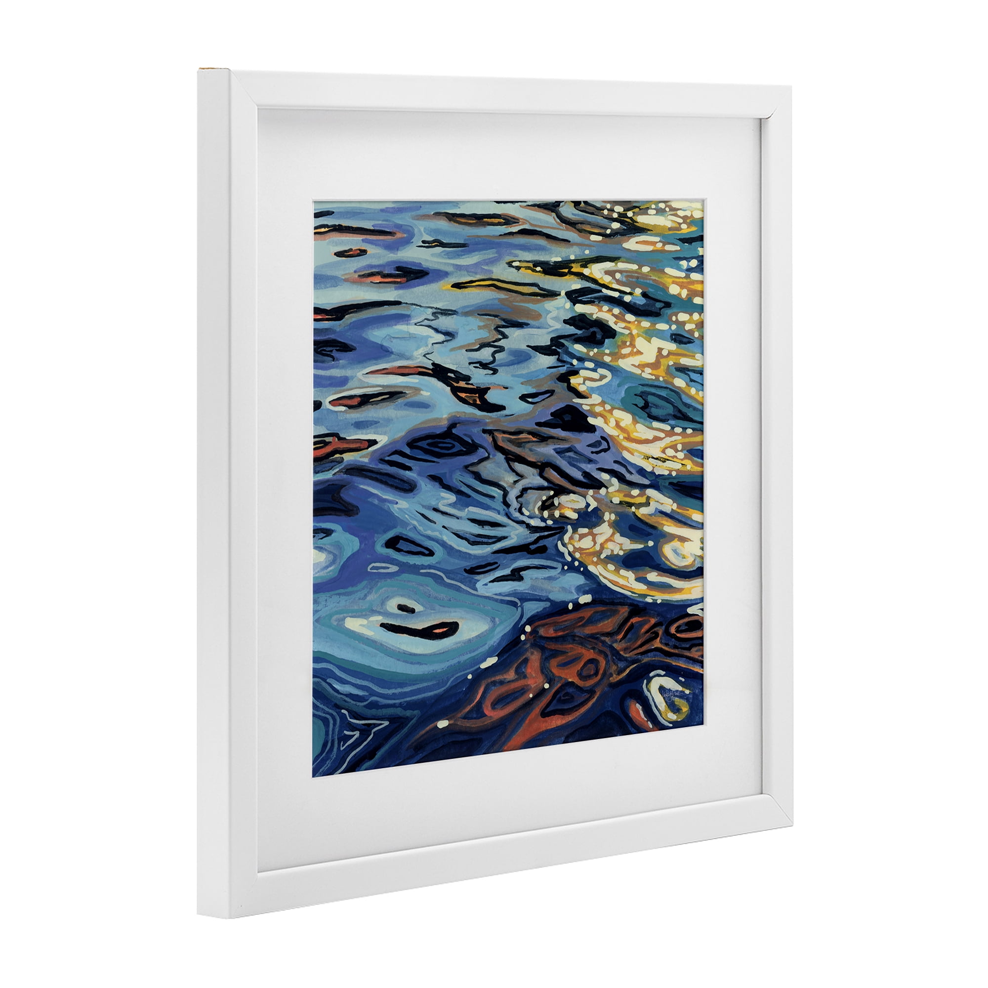Stupell Industries Sunrise on Rippling Water White Framed Print Under Glass, design by Kate Jarvik Birch