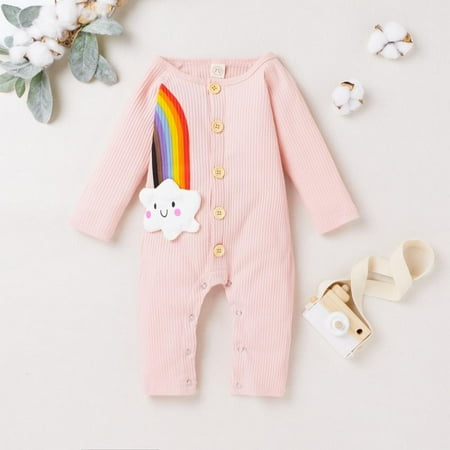 

PRAETER Children s Cute Pit Striped Rainbow Cloud Jumpsuit 107cm