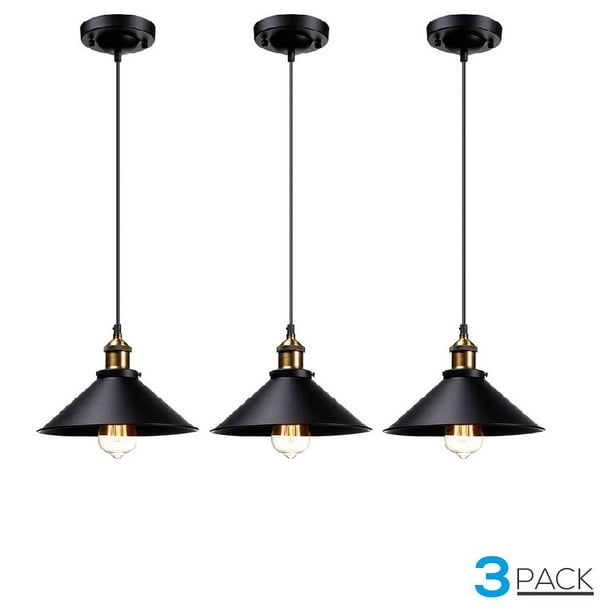 Leonlite 3 Pack Industrial Hanging Pendant Light For Living Room Retro Vintage Style Matte Black Metal Shade Com - Industrial Hanging Pendant Lights Leonlite 3 Pack Industrial Hanging Pendant Light For Living Room Retro Vintage Style Matte Black Metal Shade Com - Industrial Hanging Pendant Lights