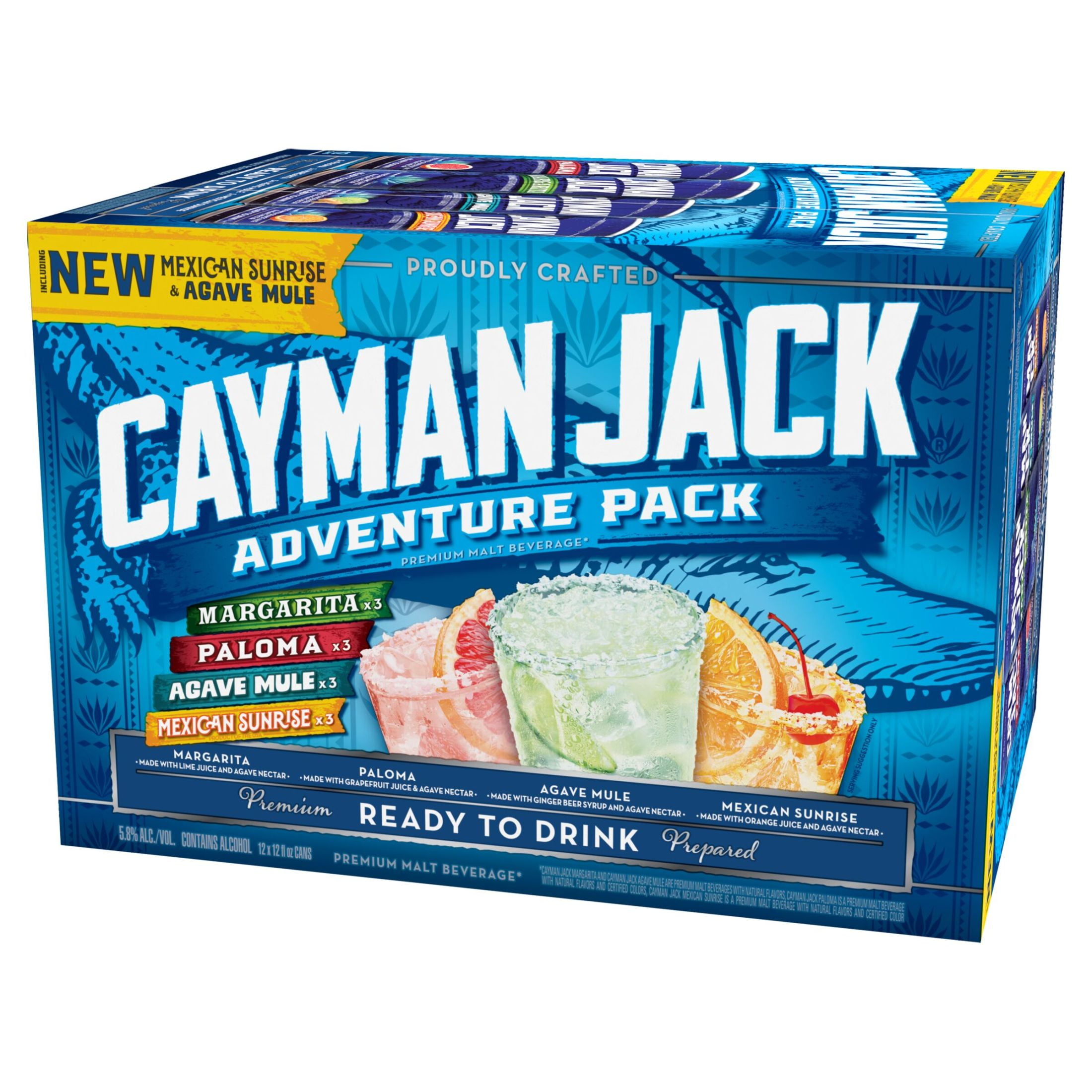 Cayman Jack Margarita Variety Pack 12 fl oz Cans with Lime, Agave