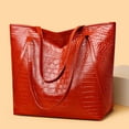 thumbnail image 3 of Faraee Grand Sac Fourre-Tout pour Femmes à Fermeture Éclair en Cuir Sacs de Fin de Semaine Sac Bandoulière Cabas Sac à Main Sac de Voyage Rouge, 3 of 4
