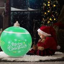 24" PVC Inflatable Christmas Ball, Large Outdoor Decorated Ball Patio Christmas Decorations, PVC Inflatable Ball for Yard, Pool, Festive, Holiday(Green)