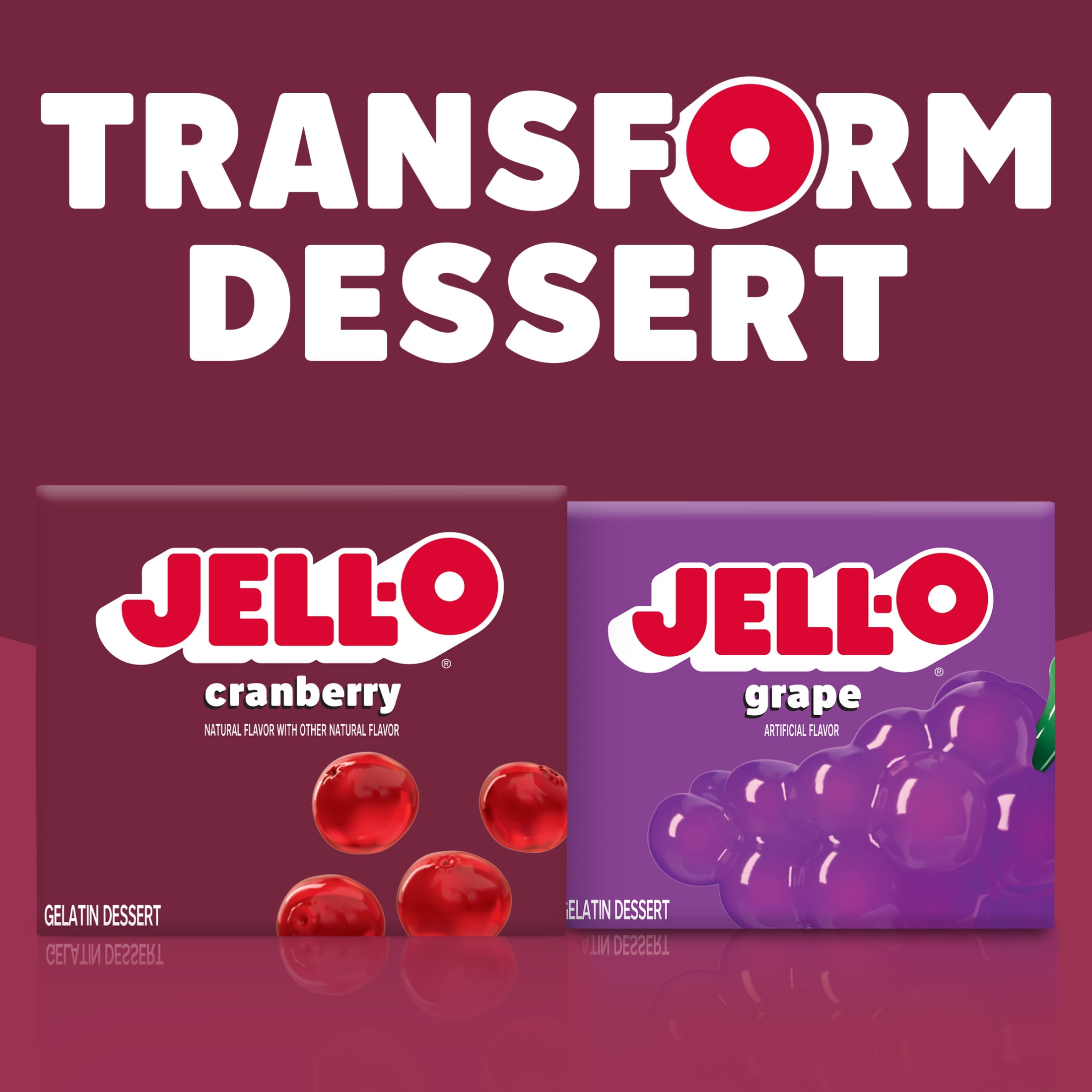 Jell-O Cranberry Gelatin Dessert Mix, 3 oz Box