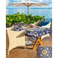 thumbnail image 5 of Fsddascl Blue Yellow Ethnic Floral Outdoor Tablecloth - 60x120 Inch Rectangle Dining Table Cover, Boho Abstract Retro Waterproof Outdoor Table Cloth with Umbrella Hole & Zipper for Picnic/Patio, 5 of 7