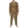 thumbnail image 3 of Sikiie Fruits Peach Mens Pajama Set, Soft Warm Long Sleeve Sleepwear, Cozy Button-Down Pjs for Men-, 3 of 7