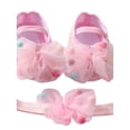 thumbnail image 2 of Ame Fashion Baby Girl Polka Dot Net Yarn Cotton Bowknot Princess Shoes Toddler Soft Sole Walking Shoes Headband Set 0-18 Months, 2 of 8