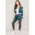 thumbnail image 4 of Teal Multi Stripe Elbow Patch Knit Open Cardigan, 4 of 8