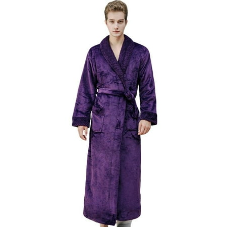 

Deepwonder Flannel Long Robe Thick Warm Sleepwear Pajamas Bathrobe Nightgown Spa Dressing Gow L
