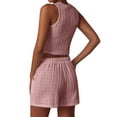 thumbnail image 3 of qolati Two Piece Sets for Women Texture Sleeveless Pullover Tops Matching Shorts 2 Piece Beach Vacation Outfits, 3 of 3