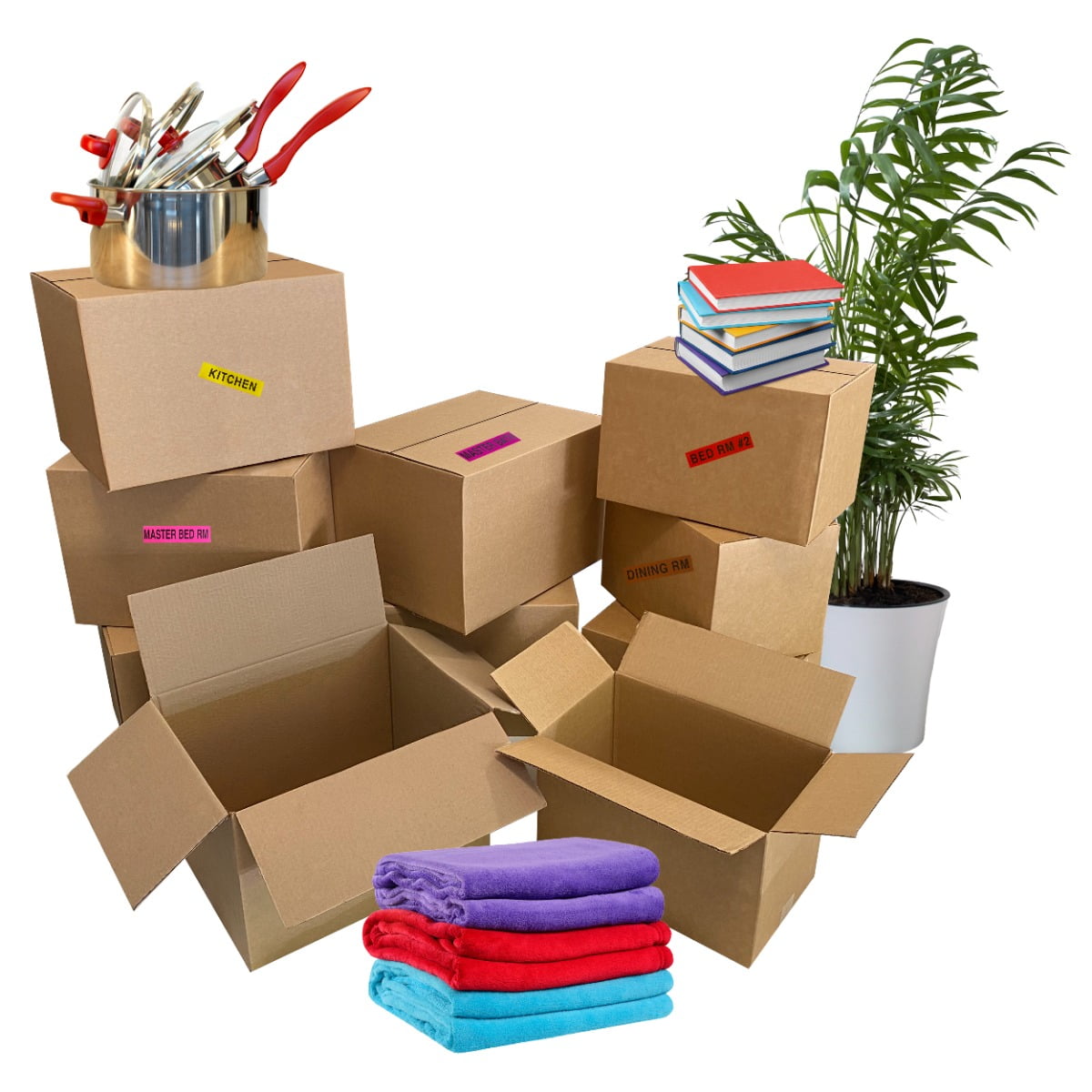 UBMOVE Moving Box Combo Pack - 4 Smalls, 6 Mediums, & Moving Labels