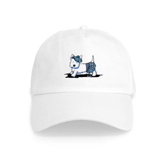 CafePress - Kiniart Westie Blue Kilt Cap - Adjustable 100% Brushed Unisex Casual Cotton Baseball Cap, Beige, 1