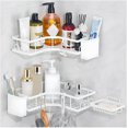 thumbnail image 1 of Juego de 5 Estanteria Ducha para Baño,Organizador Baño Sin Taladros y Soportes de Jabón,Estantes de Regadera con 2 Cesta de Almacenamiento y 4 Ganchos,para Cocina,Ducha,Hotel (Blanco),Blanco, 1 of 7