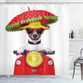thumbnail image 1 of Ambesonne Animal Shower Curtain, Dog Driving a Motorcycle, 69"Wx70"L, Red, 1 of 3