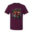 thumbnail image 2 of Wild Bobby, Smokin & Strokin Vintage Red Hot Rod and Motorcyle Cars and Trucks Men's Graphic T-Shirt, Maroon, 4XL, 2 of 3