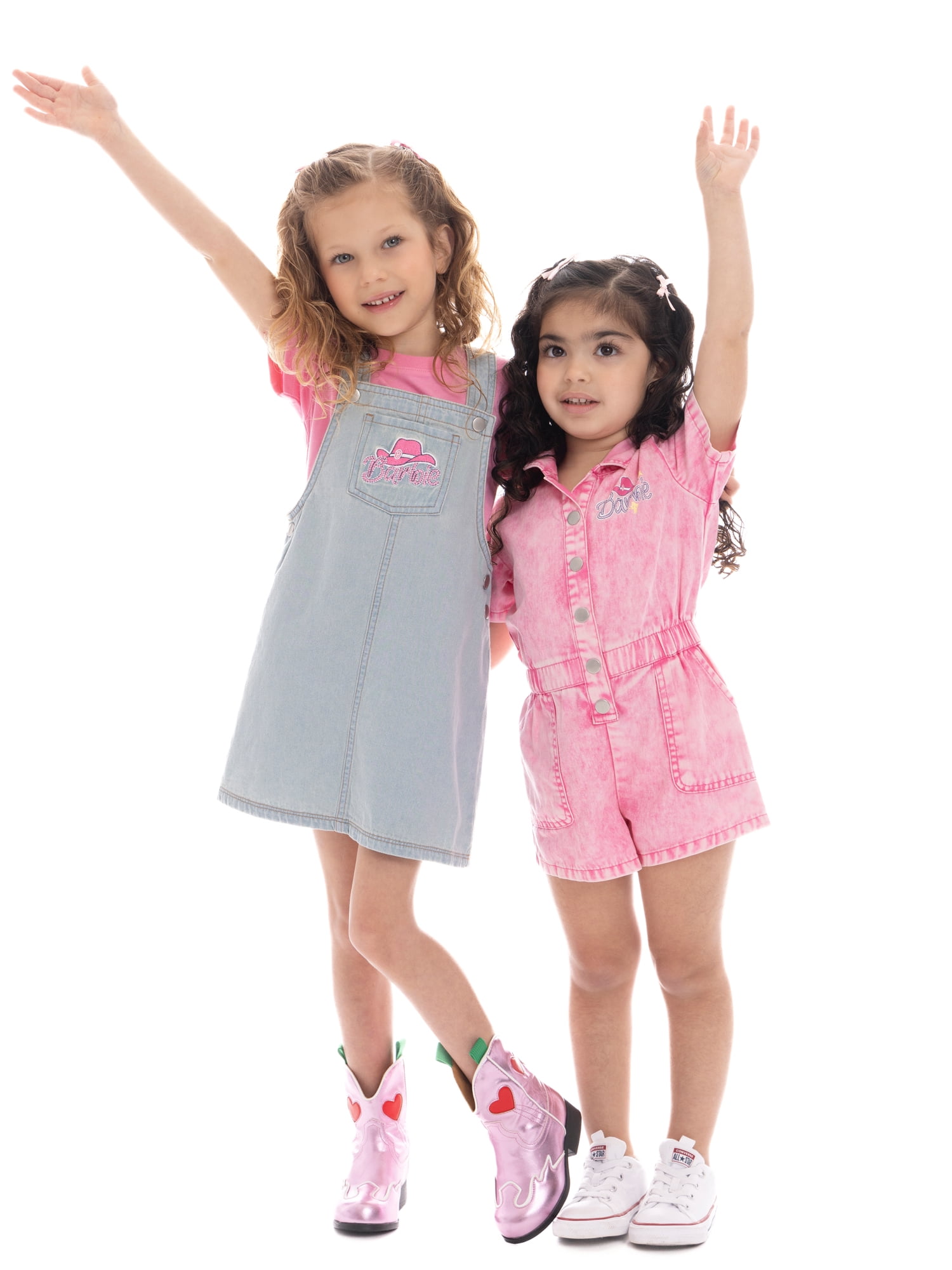 Barbie Toddler Girl Western Graphic Print Twill Romper with Short Sleeves, Sizes 12M-5T