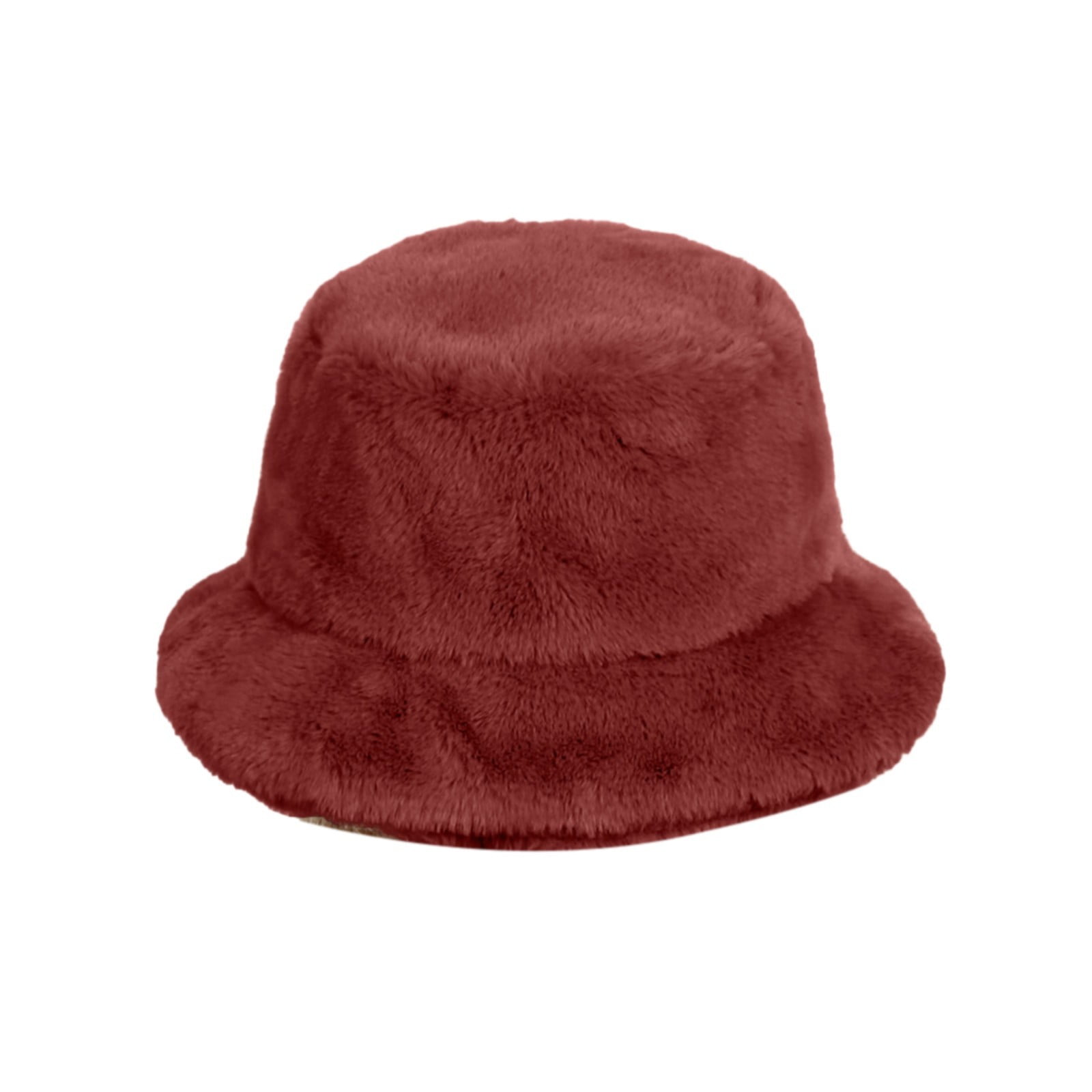 Lambert Red FURRY BUCKET. Handmade Red Faux Fur Bucket Hat: Fluffy Vegan Festival Hat  main image 2