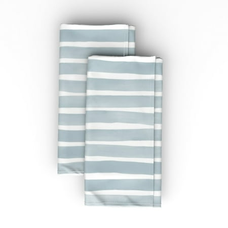 

Linen Cotton Canvas Dinner Napkins (Set of 2) - Slate Watercolor Stripes Horizontal Paint Lines Geometric Modern Light Pastel Blue Mix Match Print Cloth Dinner Napkins by Spoonflower