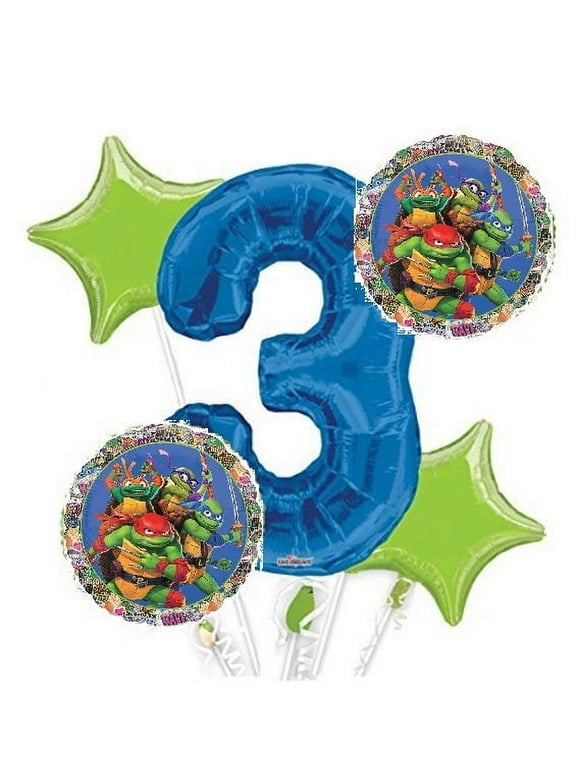 Teenage Mutant Ninja Turtles Balloon Bouquet 5 pc 3rd Birthday | Viva Party Balloon Collection