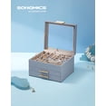 thumbnail image 2 of SONGMICS Caja de Joyas, Caja Joyero de 3 Niveles, Estuche de Joyería, con 2 Cajones, Tapa de Cristal, Amplio Espacio, Azul Ahumado y Dorado, 2 of 5