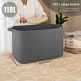 thumbnail image 2 of 118L Extra Large Blanket Basket, 24.8"x17.7"x16.2" Woven Rope Baskets for Storage, Nursery Blanket Storage for Living Room, Toy Basket with Handle Organizing Comforter Cushions Pillows, Grey, 2 of 16