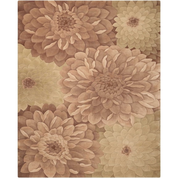 Nourison Tropics Taupe/Green Area Rug TS11 7'6" x 9'6"