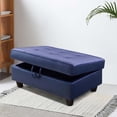 thumbnail image 4 of Momspeace Living Room Sectional Couch with Storage Ottoman, Modern PU Leather L-Shaped Sofa Couch Set - Blue, 4 of 6