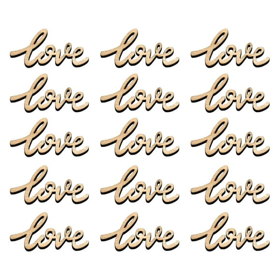 50pcs Love Letters Hollow Wooden Pieces DIY Cutouts Embellishments Wood Ornament Craft Accessories