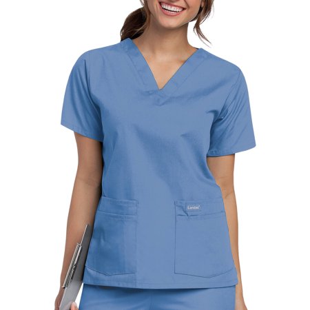 Landau Women's V-Neck Tunic Scrub Top, Style 8219 (Best Scrubs For Plus Size Women)