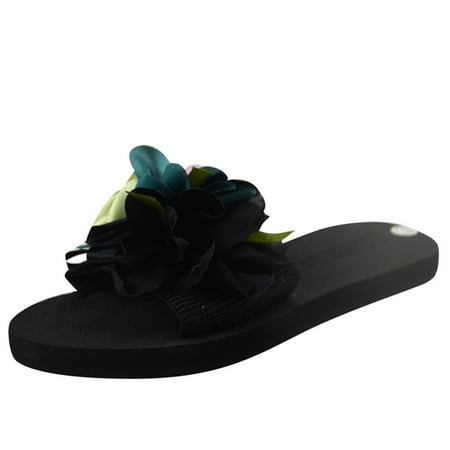 

ZTTD Women s Low-Heeled Summer Half-Head Large Size Beach Shoes Outdoor Casual Shoes Black