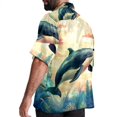 thumbnail image 3 of Whale Men's Short Sleeve Poplin Shirt, Button Down Casual Summer Beach Printed Unisex Shirt, 3 of 6