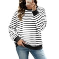 thumbnail image 4 of Yutgune Women's Striped Sweatshirt Crew Neck Long Sleeve Color Block Loose Pullover, 4 of 9