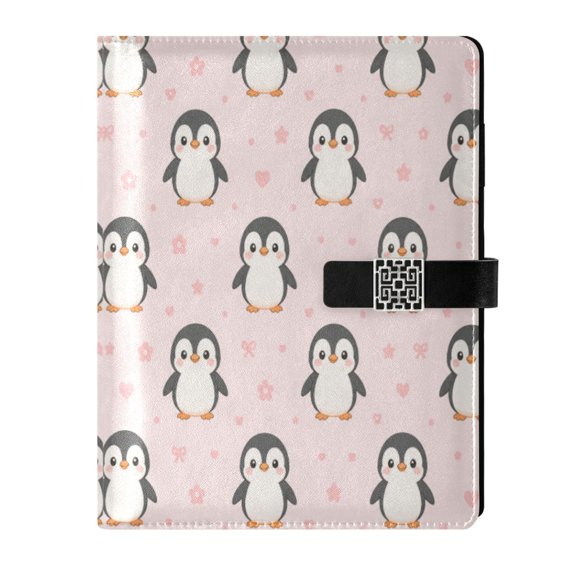 Leather Planner Leather Notebook Notebook Journal Binder Design Pen Pocket Design Convenient for Storage Penguin Grey Cute