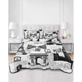 thumbnail image 2 of Twin Quilt Bedding Set, Paris Tower Reversible Summer Quilt 3 Pieces, Vintage Architectural Hand-Painted Aesthetic Lightweight Bedspreads Coverlets with 2 Pillow Shams for All Seasons, 2 of 5