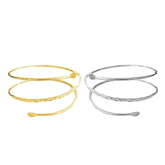 Xuanheng 2x Simple Spiral Wire Upper Arm Cuff Ladies Open Armlet Armband Arm Bracelets