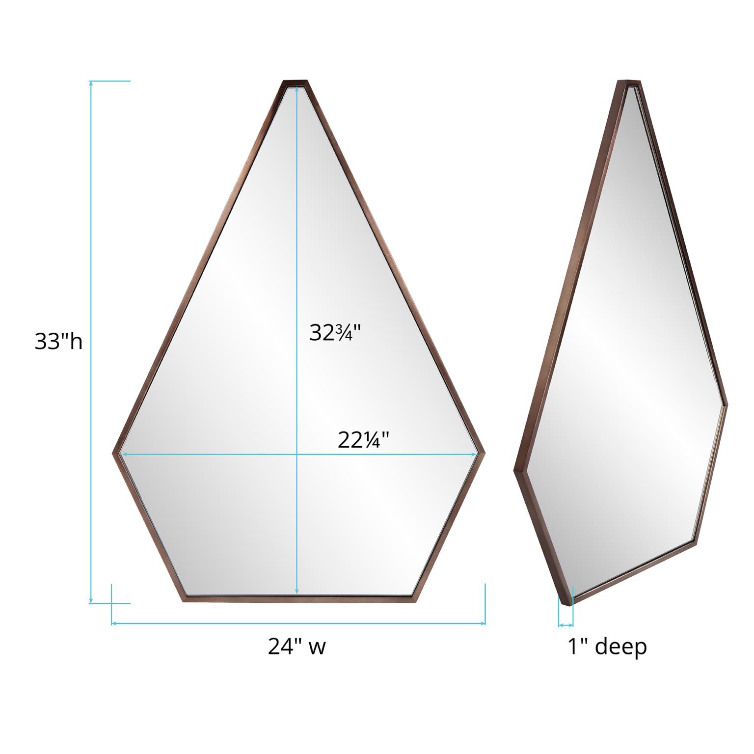 Tyler Dillon 5 Sided Triangular Stainless Steel Framed Wall Mirror - 33"H x 24"W