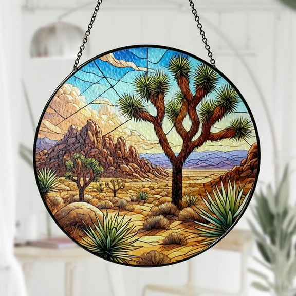 ViciArt Joshua Tree Glass Suncatcher - UV Printed Window Hanging, Natural Desert Decor Gift