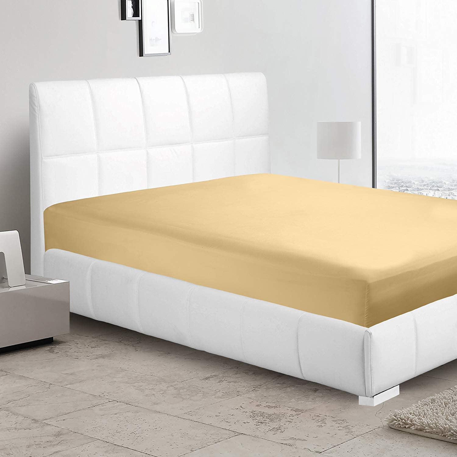 Clara Clark Premier 1800 Collection Single Fitted Sheet, Twin Size, Camel Gold