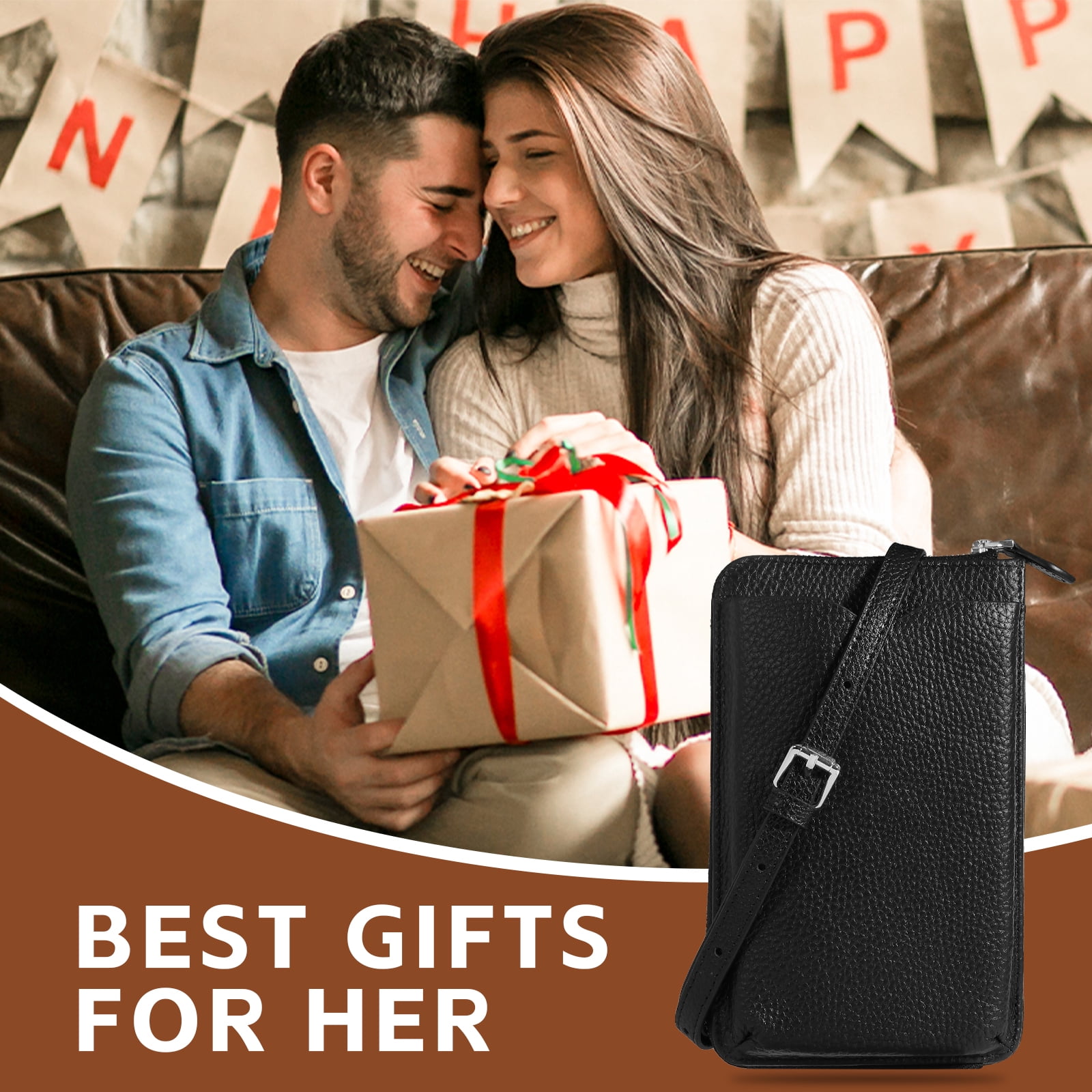 Egoelife Leather Crossbody Phone Bag - Trendy Shoulder Purse with Card Slots, Large Capacity Mini Clutch Wallet for Women & Men