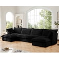 thumbnail image 2 of Newest U Shape Sectional Wide, Deep Seat Sofa Couch,4 Seater Sofa, French Edges Design Multiple Big Pillows,Soft Deep Seat Comfy Couch for Living Room,Apartment,Black Corduroy, 2 of 20