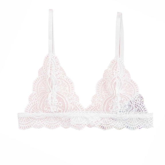 Squevariel Women's Sexy 1/2 Cup Lace Bra Balconette Mesh Solid Color Breathable Bra Wireless Bra