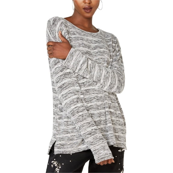 I.N.C Womens Long Sleeved Striped Pullover Sweater, Grey, XX-Large