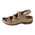 thumbnail image 6 of Rokment Womens Vintage Orthopedic Wedges Sandals 2026 Beach Summer Comfortable Leather Triple Buckles Arch Support Platform Walking Work Gladiator Sandals Gold Size 6.5, 6 of 7