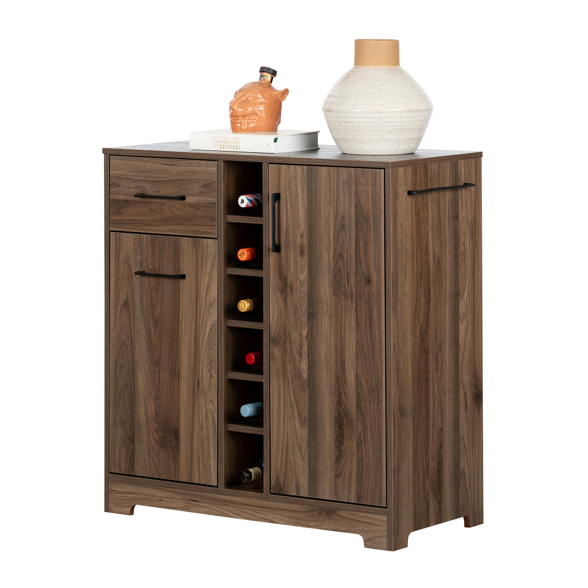 South Shore Vietti Bar Cabinet with Storage, Walnut