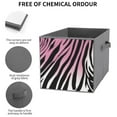 thumbnail image 5 of Collapsible Oxford Fabric Storage Cubes with Handles, Large Mid Foldable Oxford Cloth Bins Set of 2/6, Closet Organizers for Shelves Clothes Home Kitchen Toy - Pink Zebra Pattern, 5 of 7
