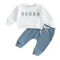 thumbnail image 1 of Baby Boys Pants Set  Long Sleeve Crew Neck Letters Print Sweatshirt with Elastic Waist Sweatpants Infant Clothes, 1 of 8